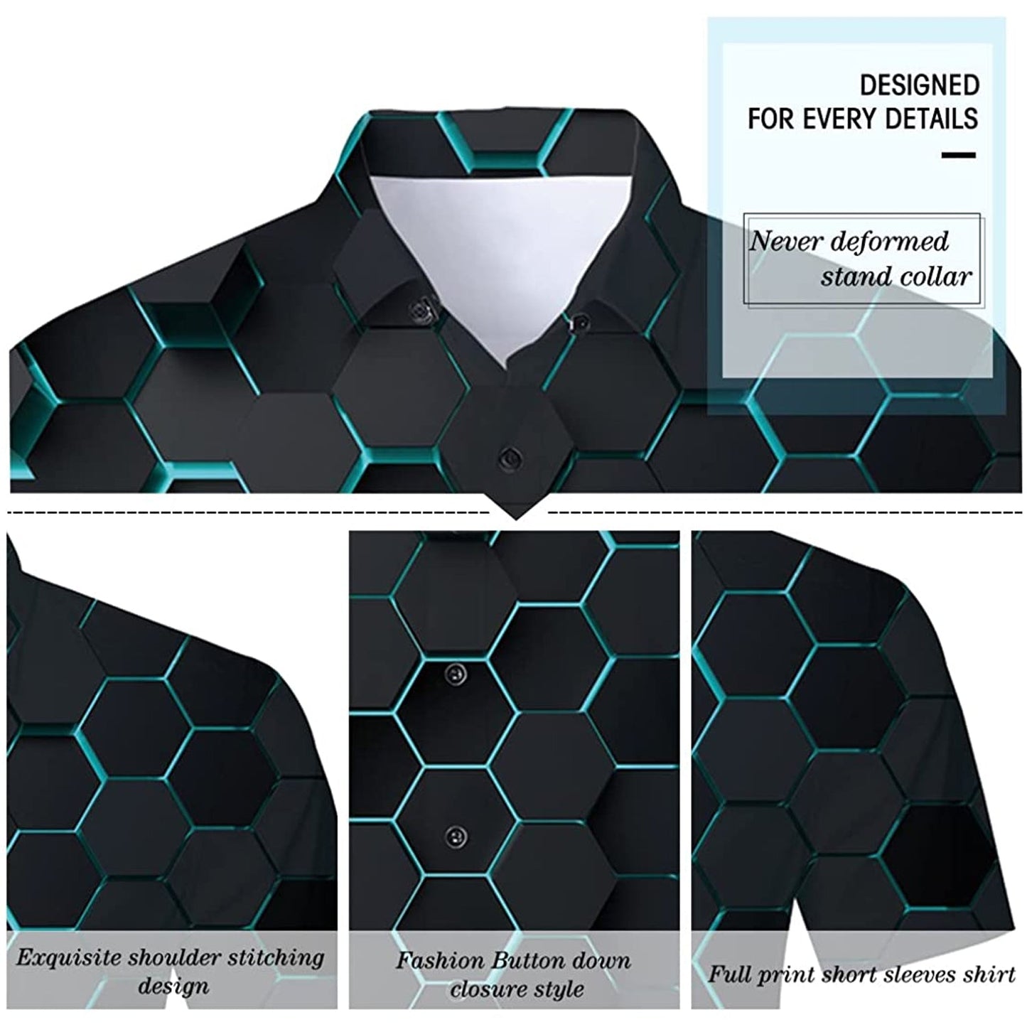 Blue Hexagon Funny Hawaiian Shirt
