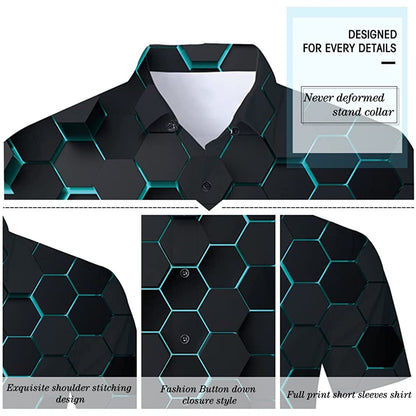 Blue Hexagon Funny Hawaiian Shirt