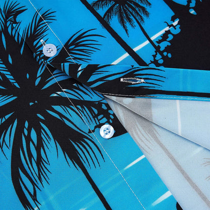 Blue Palm Tree Funny Hawaiian Shirt
