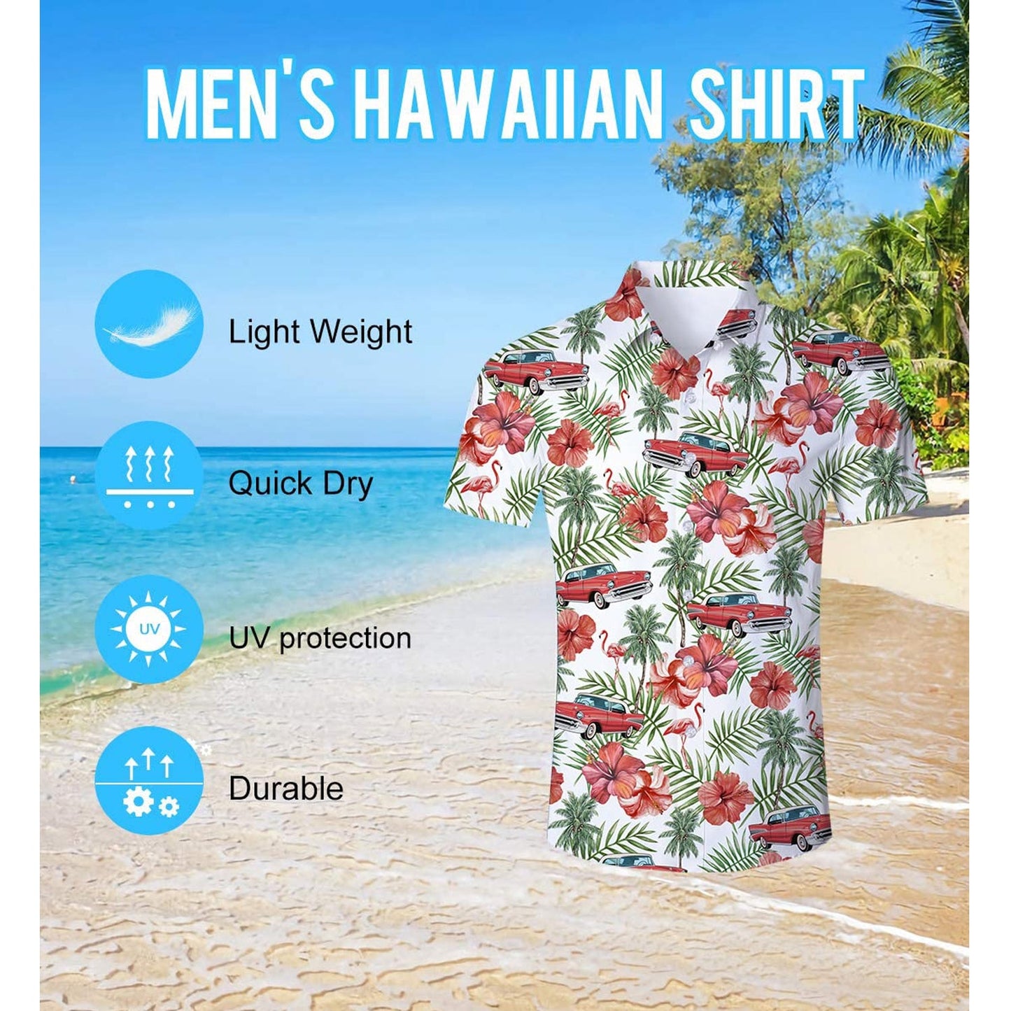 Palm Leaf Flamingo Car Funny Hawaiian Shirt