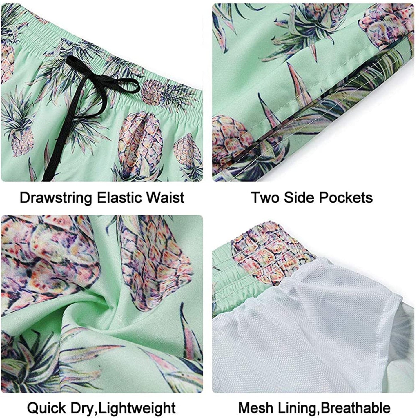 Green Pineapple Funny Swim Trunks