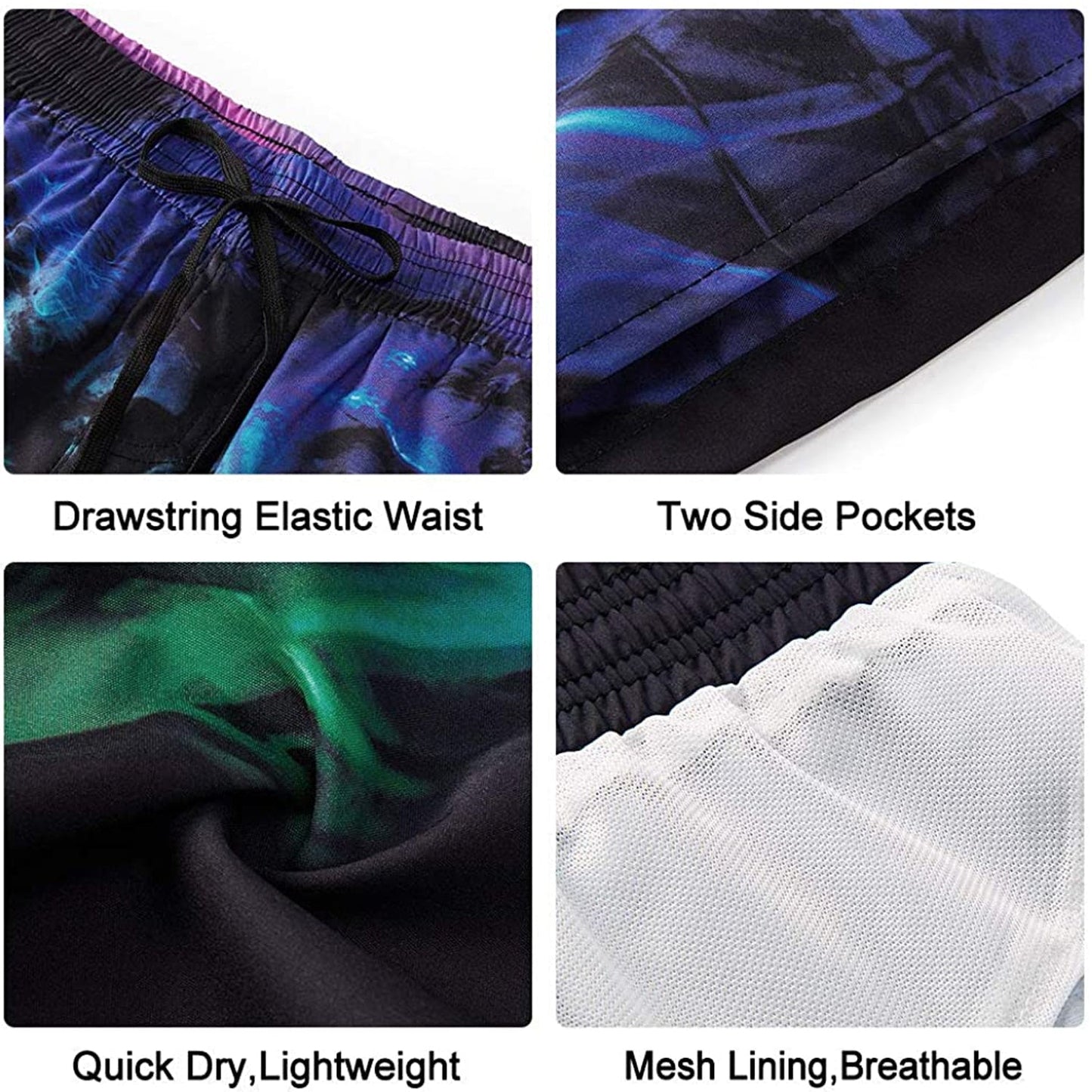 Colorful Smoke Skull Funny Swim Trunks