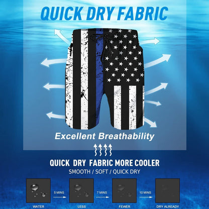 Blue Stripe American Flag Funny Swim Trunks