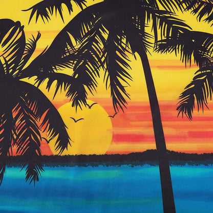 Yellow Sunset Palm Tree Funny Button Up Shirt