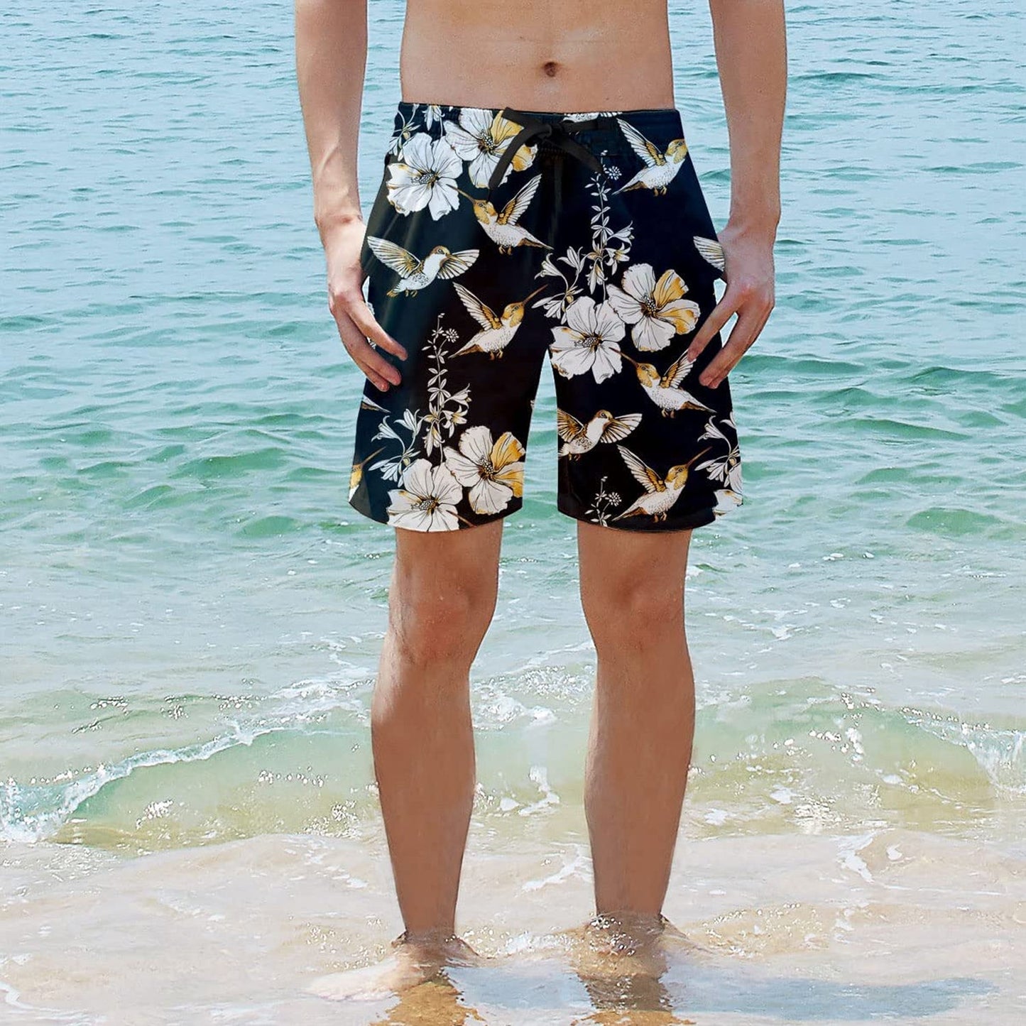 Flower Birds Funny Swim Trunks