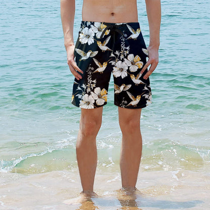Flower Birds Funny Swim Trunks