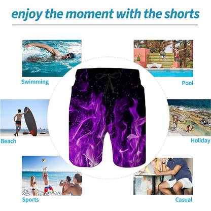 Purple Fire Flame Funny Swim Trunks