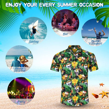 Jungle Flowers Skull Funny Hawaiian Shirt