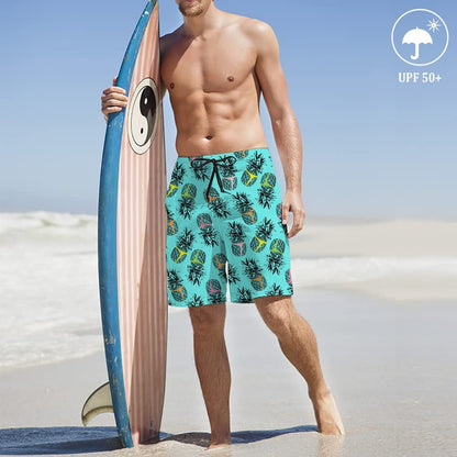 Light Blue Pineapple Funny Swim Trunks