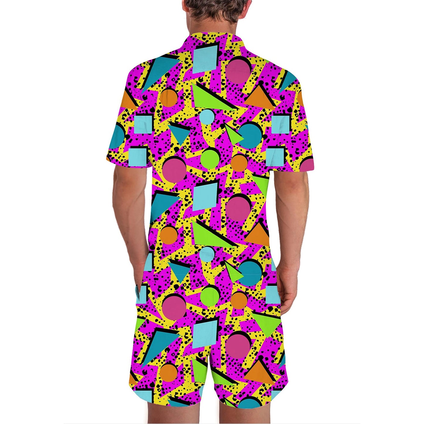 80S Retro Purple Funny Men Romper